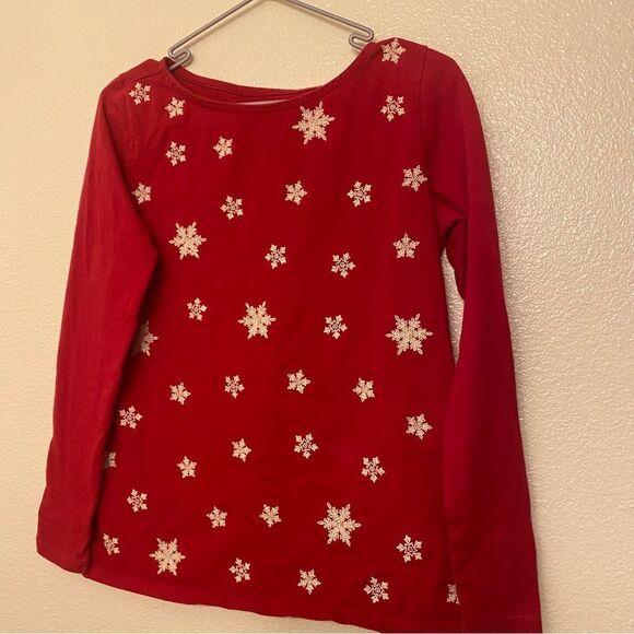 Talbots red embroidered snowflake Christmas holiday Cotton crewneck blouse XS - Picture 2 of 9